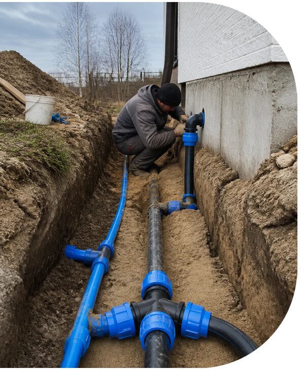 Монтаж наружного водопровода на участке под ключ в Лангепасе